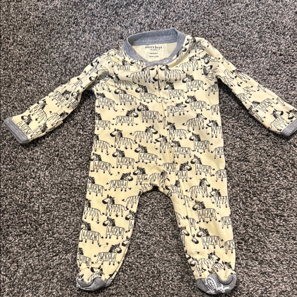 Burt's Bees Cozy Yellow and Gray Footie One Piece